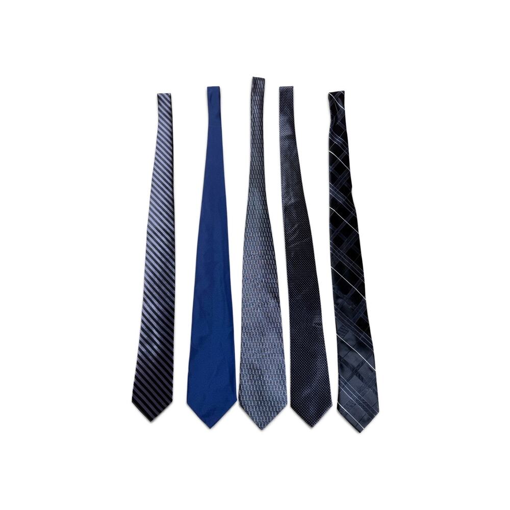 Men’s Necktie Lot of 5 Structure Claiborne George J Ferrar Montebello Blue Gray